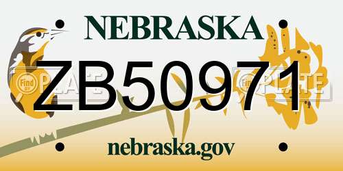 ZB50971 Nebraska License Plate