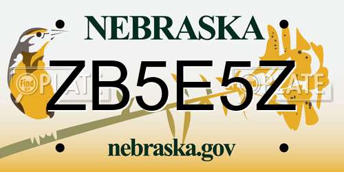 ZB5E5Z Nebraska License Plate