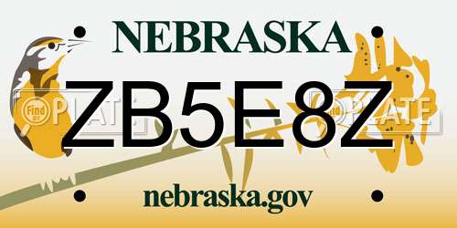 ZB5E8Z Nebraska License Plate