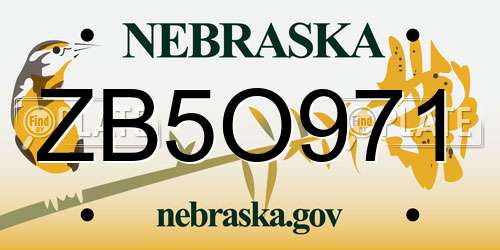 ZB5O971 Nebraska License Plate
