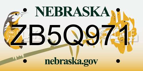ZB5Q971 Nebraska License Plate