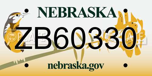 ZB60330 Nebraska License Plate