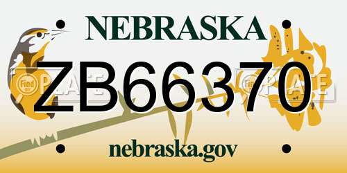 ZB66370 Nebraska License Plate