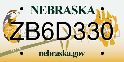 ZB6D330 Nebraska License Plate