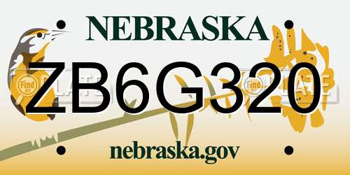 ZB6G320 Nebraska License Plate