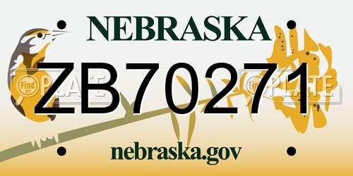 ZB70271 Nebraska License Plate