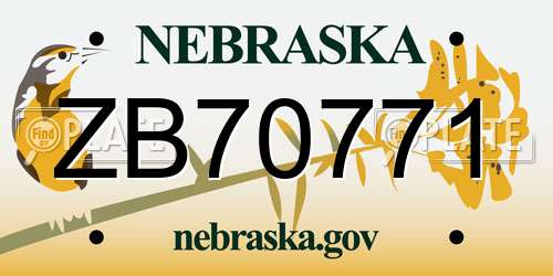 ZB70771 Nebraska License Plate