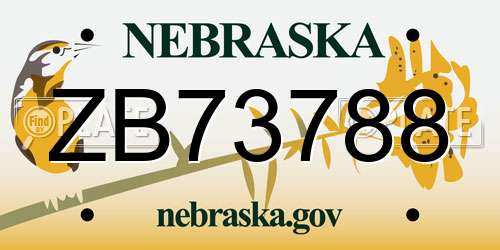 ZB73788 Nebraska License Plate