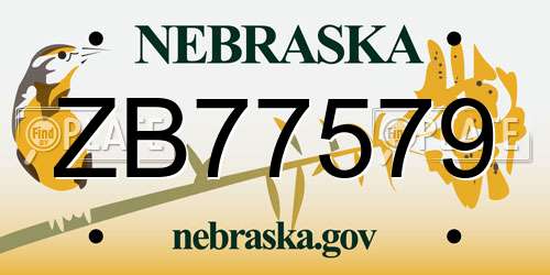 ZB77579 Nebraska License Plate