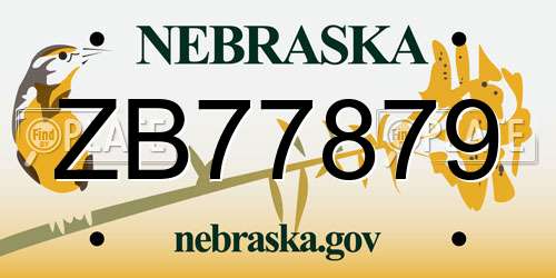 ZB77879 Nebraska License Plate