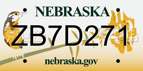 ZB7D271 Nebraska License Plate