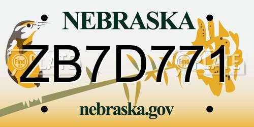 ZB7D771 Nebraska License Plate