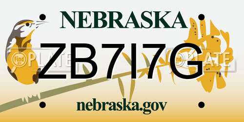 ZB7I7G Nebraska License Plate