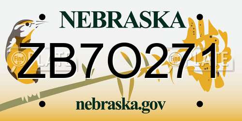 ZB7O271 Nebraska License Plate