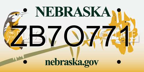 ZB7O771 Nebraska License Plate