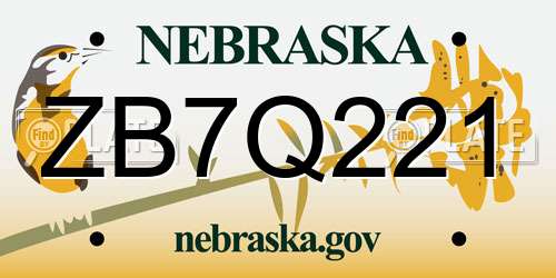 ZB7Q221 Nebraska License Plate