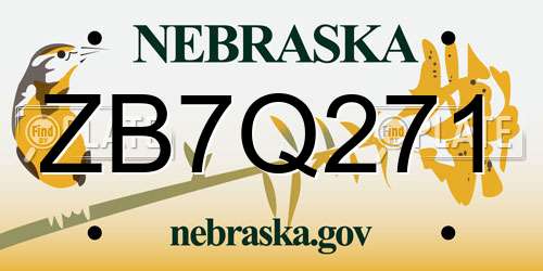 ZB7Q271 Nebraska License Plate