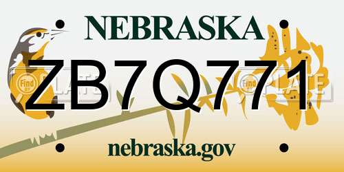 ZB7Q771 Nebraska License Plate