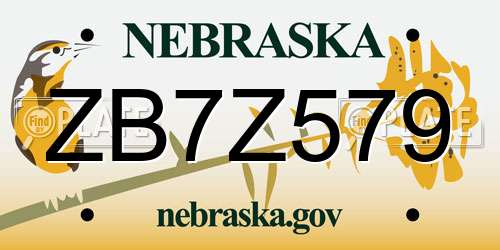 ZB7Z579 Nebraska License Plate