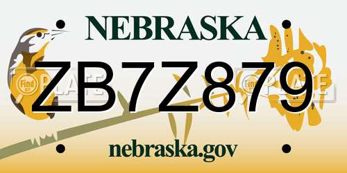 ZB7Z879 Nebraska License Plate