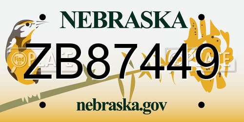 ZB87449 Nebraska License Plate