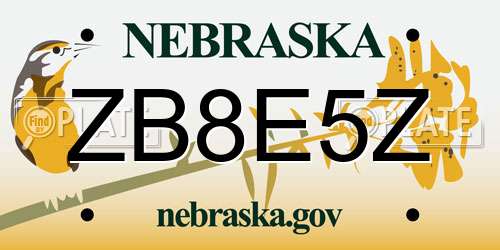 ZB8E5Z Nebraska License Plate