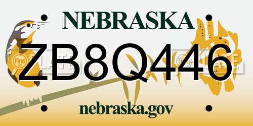 ZB8Q446 Nebraska License Plate