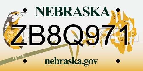 ZB8Q971 Nebraska License Plate