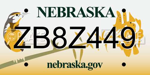 ZB8Z449 Nebraska License Plate