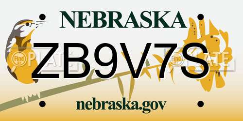 ZB9V7S Nebraska License Plate