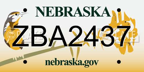 ZBA2437 Nebraska License Plate