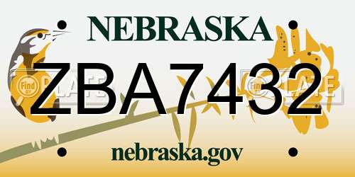 ZBA7432 Nebraska License Plate