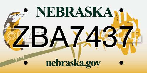 ZBA7437 Nebraska License Plate