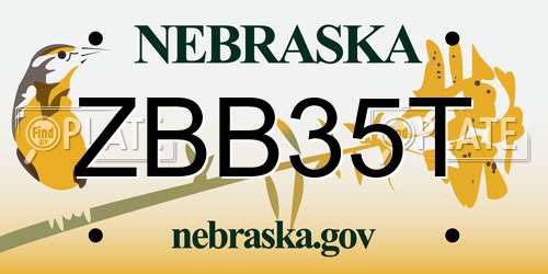 ZBB35T Nebraska License Plate