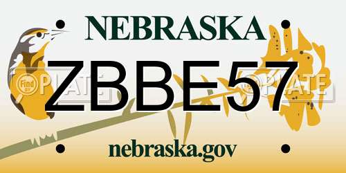 ZBBE57 Nebraska License Plate