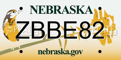ZBBE82 Nebraska License Plate