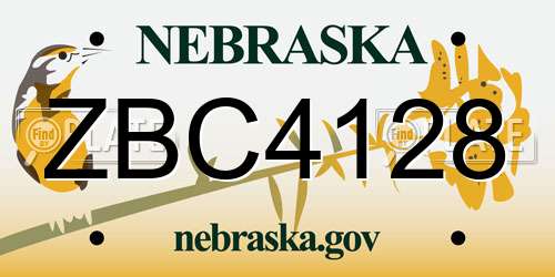ZBC4128 Nebraska License Plate