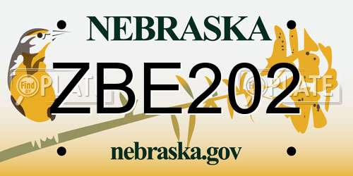 ZBE202 Nebraska License Plate