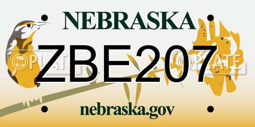 ZBE207 Nebraska License Plate