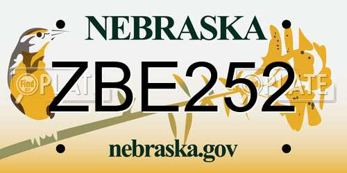 ZBE252 Nebraska License Plate