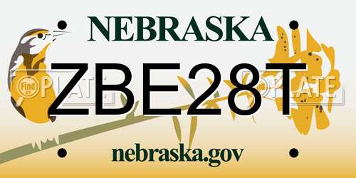 ZBE28T Nebraska License Plate