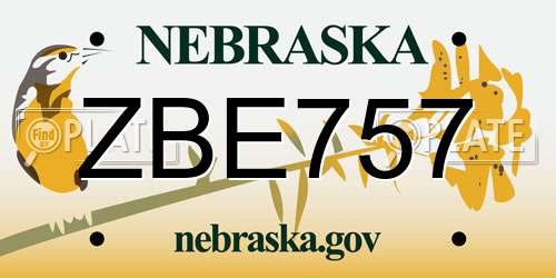 ZBE757 Nebraska License Plate