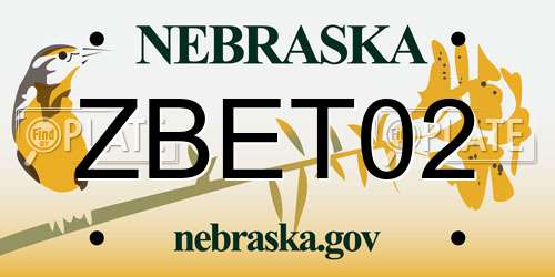 ZBET02 Nebraska License Plate
