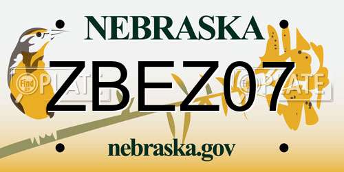 ZBEZ07 Nebraska License Plate