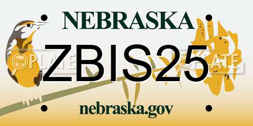 ZBIS25 Nebraska License Plate