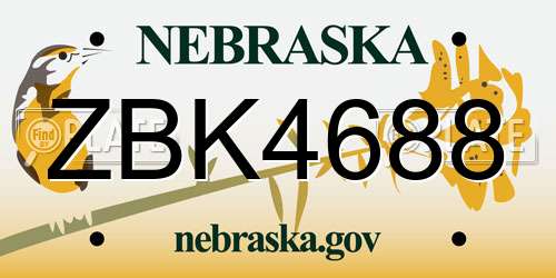 ZBK4688 Nebraska License Plate