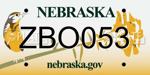 ZBO053 Nebraska License Plate