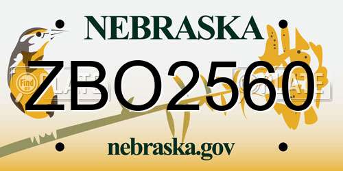ZBO2560 Nebraska License Plate