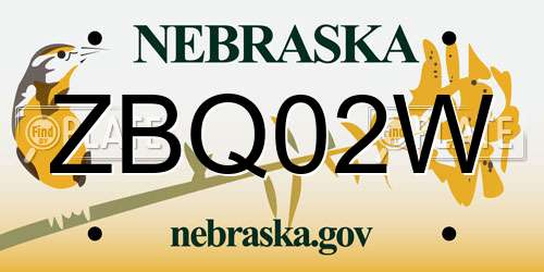 ZBQ02W Nebraska License Plate