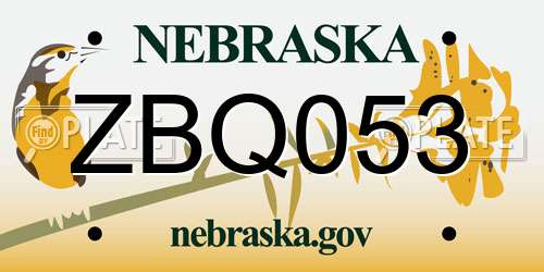 ZBQ053 Nebraska License Plate